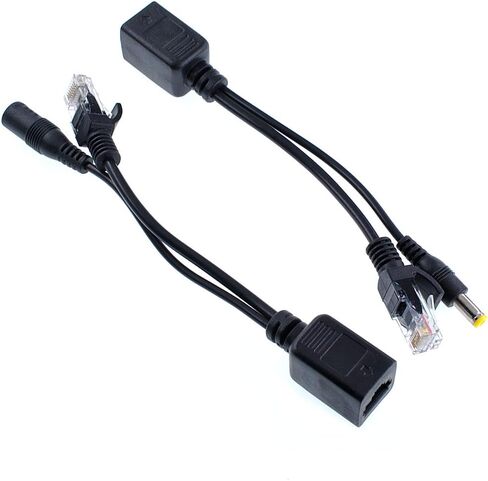 2-Pack Passive PoE Injector Splitter Kit, RJ45 to DC 5.5×2.1mm Power Adapter Cable, Ethernet Power Adapter for IP Camera, Router, DIY Power Over Ethernet (White) in Kuwait