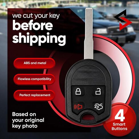 Cut Remote Head Key Fob Replacement Fits with Ford Focus Escape Transit Transit Connect Fiesta C-Max 2012 2013 2014 2015 2016 2017 2018 2019 2020 2021 Car Key Remote (4 Buttons) in Kuwait
