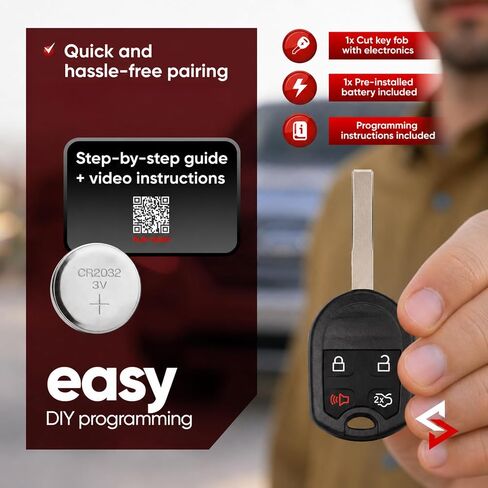 Cut Remote Head Key Fob Replacement Fits with Ford Focus Escape Transit Transit Connect Fiesta C-Max 2012 2013 2014 2015 2016 2017 2018 2019 2020 2021 Car Key Remote (4 Buttons) in Kuwait