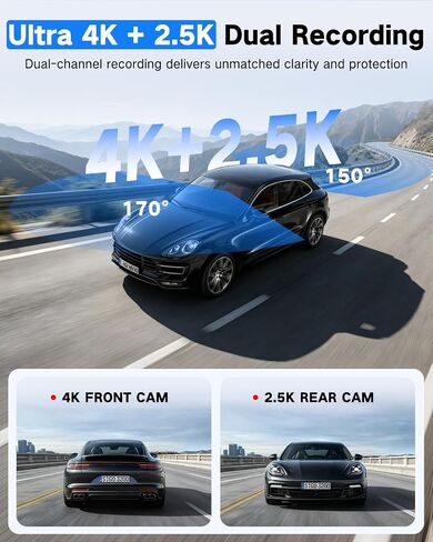 4K+2.5K Dual Dash Cam Front and Rear with 64GB Card in Kuwait