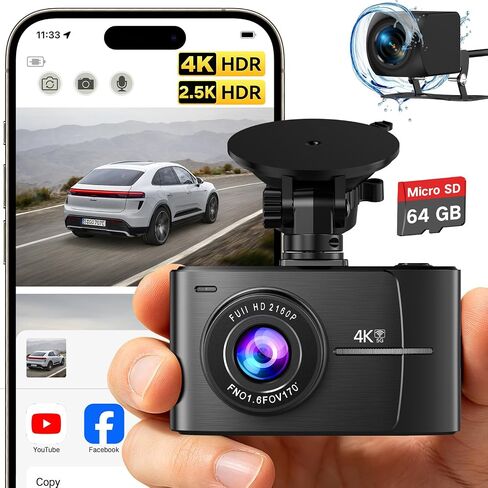 4K+2.5K Dual Dash Cam Front and Rear with 64GB Card in Kuwait
