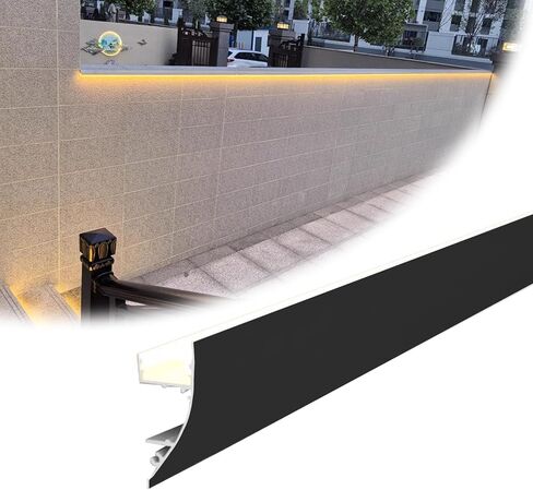 Outdoor Waterproof LED Crown Molding Light, Aluminum Indirect Lighting Diffuser for Seamless Ambient Accent, 10.5m (34.4ft) Black Wall Lighting Fixture in Kuwait