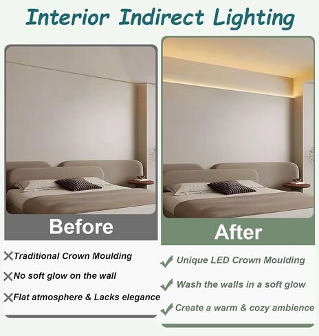 Outdoor Waterproof LED Crown Molding Light, Aluminum Indirect Lighting Diffuser for Seamless Ambient Accent, 10.5m (34.4ft) Black Wall Lighting Fixture in Kuwait
