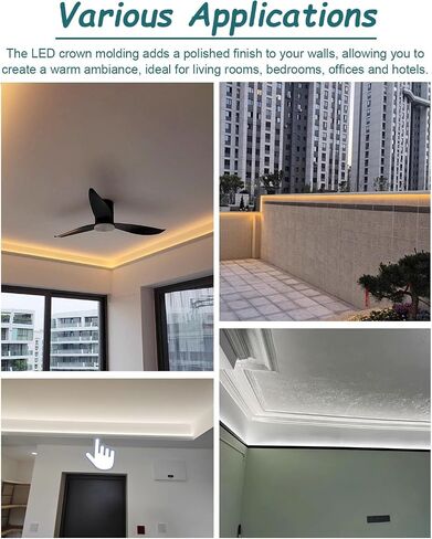 Outdoor Waterproof LED Crown Molding Light, Aluminum Indirect Lighting Diffuser for Seamless Ambient Accent, 10.5m (34.4ft) Black Wall Lighting Fixture in Kuwait