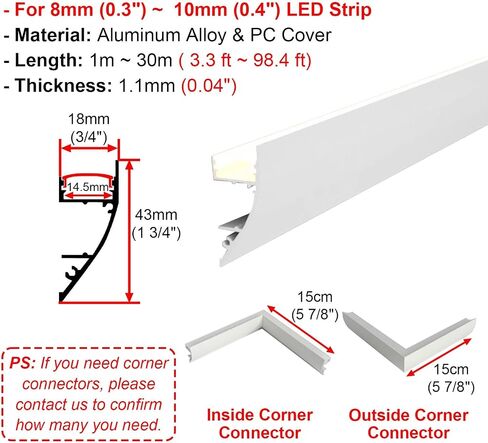 Outdoor Waterproof LED Crown Molding Light, Aluminum Indirect Lighting Diffuser for Seamless Ambient Accent, 10.5m (34.4ft) Black Wall Lighting Fixture in Kuwait