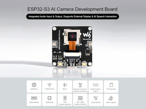 ESP32-S3-CAM-OV3660 Dev Board, Integrated DVP Camera Interface, SPI/QSPI Display Interface, Audio Input and Output Module, Support Image Capture&Recognition and AI Speech Interaction in Kuwait