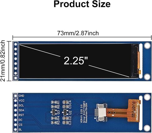AITRIP 2PCS 2.25inch TFT LCD ST7789 Small Screen 76 * 284 Module LCD Full View SPI Color Screen for Arduino for Raspberry Pi in Kuwait