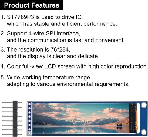 AITRIP 2PCS 2.25inch TFT LCD ST7789 Small Screen 76 * 284 Module LCD Full View SPI Color Screen for Arduino for Raspberry Pi in Kuwait