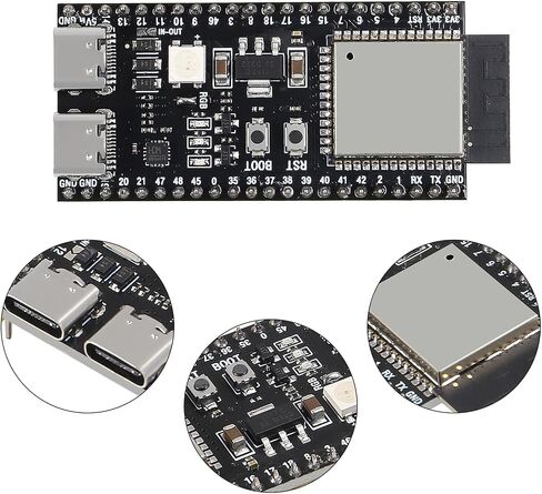 1PCS ESP32-S3 Development Board N16R8 MCU with Dual-Mode Wi-Fi Bluetooth Type-C ESP32-S3-WROOM-1, Compatible with Arduino IoT(Welded Pins) in Kuwait