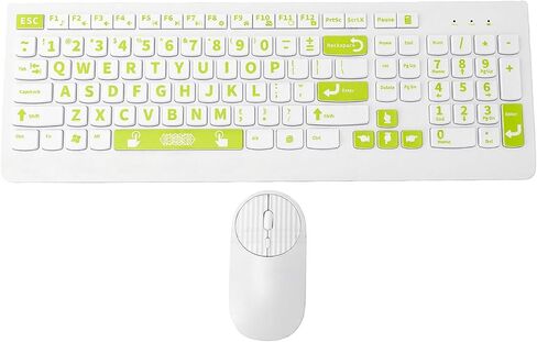 Asixxsix Large Print Wireless Keyboard and Mouse Combo, (Orange Yellow) in Kuwait