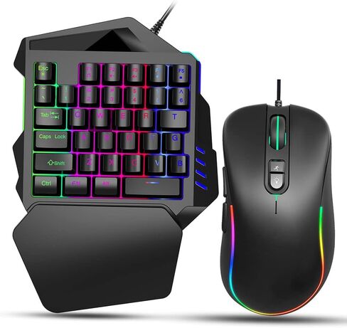 RGB Lighting OneHanded Gaming Keyboard and Mouse Combo Ergonomic in Kuwait