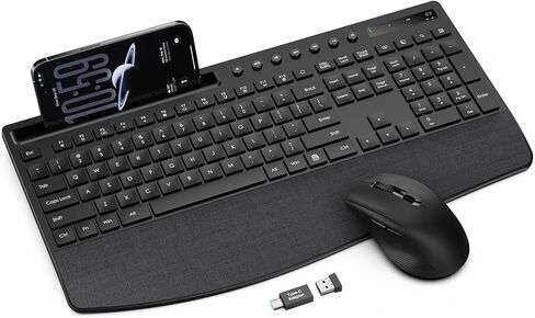 Wireless Keyboard and Mouse Combo, Full Size with Wrist Rest, Trueque KM71 in Kuwait