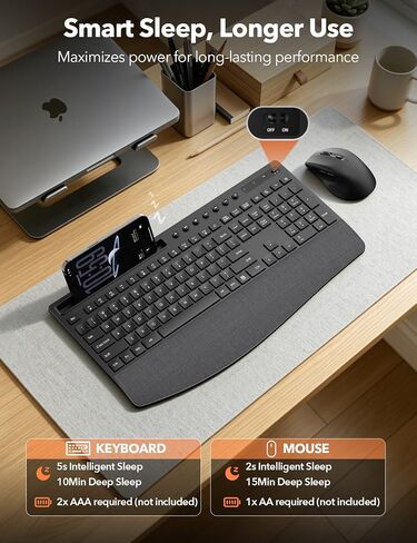 Wireless Keyboard and Mouse Combo, Full Size with Wrist Rest, Trueque KM71 in Kuwait
