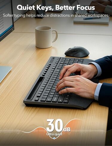 Wireless Keyboard and Mouse Combo, Full Size with Wrist Rest, Trueque KM71 in Kuwait