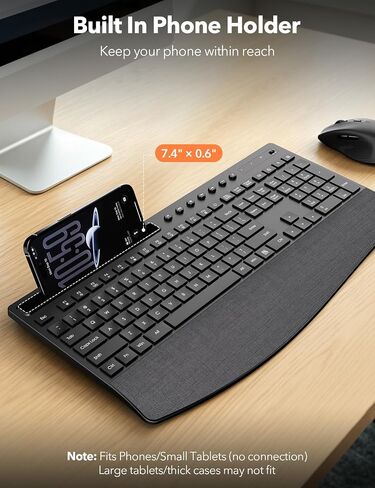 Wireless Keyboard and Mouse Combo, Full Size with Wrist Rest, Trueque KM71 in Kuwait