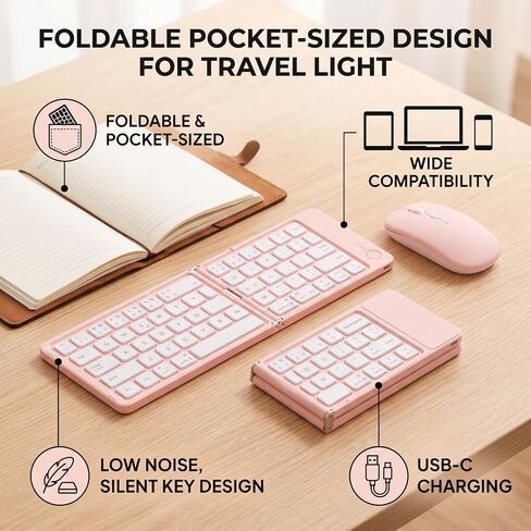 GOWENIC Foldable Bluetooth Keyboard and Mouse Set in Kuwait
