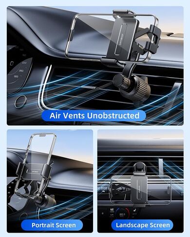 360 Rotatable Car Vent Phone Mount [No Blocking Air Vent] Universal Clip Vehicle Cell Phone Holder Stand Hands Free, Fit for iPhone 17 Pro Max 16 Plus 15 14 13 12 Samsung Google All Phones in Kuwait