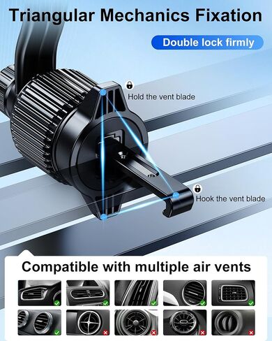 360 Rotatable Car Vent Phone Mount [No Blocking Air Vent] Universal Clip Vehicle Cell Phone Holder Stand Hands Free, Fit for iPhone 17 Pro Max 16 Plus 15 14 13 12 Samsung Google All Phones in Kuwait