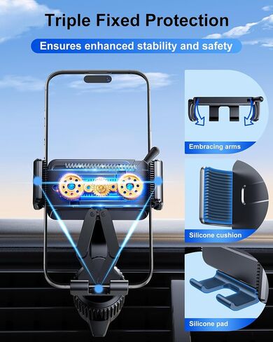 360 Rotatable Car Vent Phone Mount [No Blocking Air Vent] Universal Clip Vehicle Cell Phone Holder Stand Hands Free, Fit for iPhone 17 Pro Max 16 Plus 15 14 13 12 Samsung Google All Phones in Kuwait