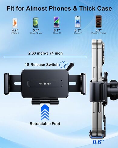 360 Rotatable Car Vent Phone Mount [No Blocking Air Vent] Universal Clip Vehicle Cell Phone Holder Stand Hands Free, Fit for iPhone 17 Pro Max 16 Plus 15 14 13 12 Samsung Google All Phones in Kuwait