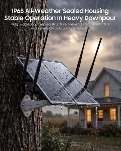 Solar Powered Outdoor WiFi Extender, 1200Mbps Dual Band WiFi Repeater with 30W Solar Panel & 30000mAh Rechargeable Battery, IP65 Waterproof Long Range Coverage for Farms, Gardens, Ranches & Barns in Saudi Arabia