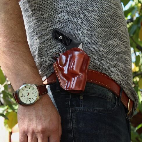Masc Premium Leather OWB Paddle Holster Open Top Fits SP-101 2.25-inch, Right-Hand Draw, Brown #1497# in Kuwait