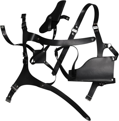 Harness Shoulder Holster Cosplay Harness Gun Bag Black PU Leather Adjustable Waist Belt Set (Black, Medium) in Kuwait