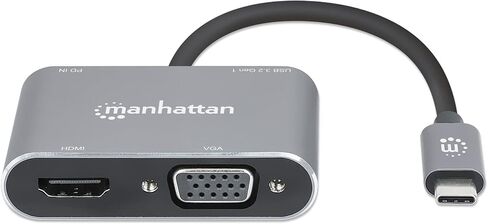 MANHATTAN USB-C to HDMI VGA Adapter 4-in-1 Docking Hub, 87W PD in Kuwait
