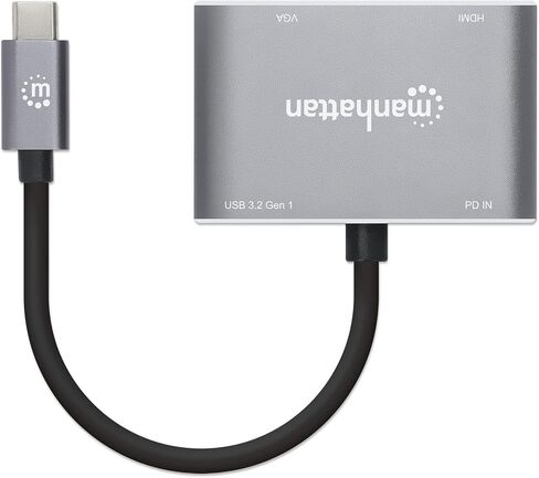 MANHATTAN USB-C to HDMI VGA Adapter 4-in-1 Docking Hub, 87W PD in Kuwait