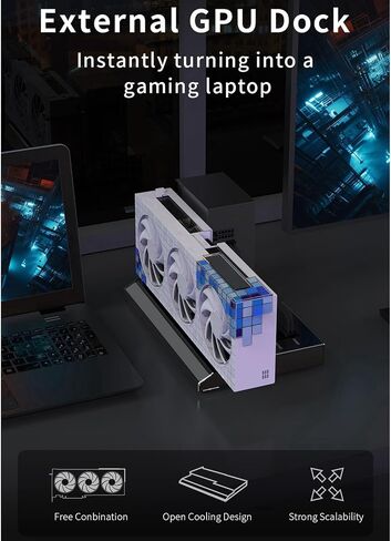 Gugxiom External GPU Dock Station for Thunderbolt 3 4, M.2 Nvme SSD Expansion, PD 60W, RJ45, USB4.0 40Gbps, Graphics Card Dock Supports Daisy Chain, DC/ATX/SFX in Kuwait