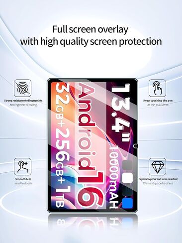 Screen Protector for RebotAi AF13 Tablet 13.4 inch Android 16 Tablet, Anti-Scratch 9H Hardness Touch Sensitive 2.5D Rounded Edges Bubble Free,HD Clear,Easy Installation,2 Pack in Kuwait