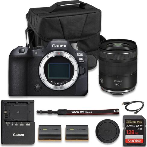 Canon EOS R6 Mark II Mirrorless Camera | USA Model | with RF 16-28mm f/2.8 is STM Lens + Extra LP-E6NH Lithium-Ion Battery + SanDisk Extreme Pro 128GB + More(13pc Bundle) in Kuwait