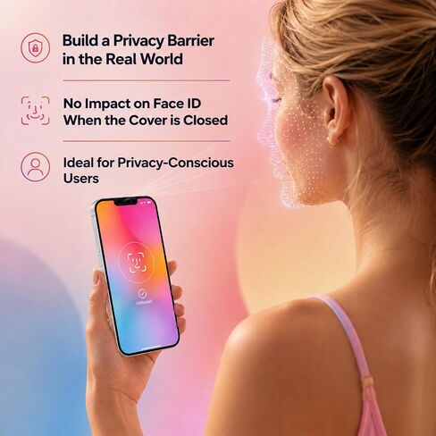 Front Camera Cover Compatible with iPhone 17e/16e/14/14 Plus/13 Series, Anti‑Spy Webcam Slide, Ultra Thin Lens Cap, Lens Protector with Strong Adhesive, Privacy & Security Protector-Black (2 Pack) in Kuwait
