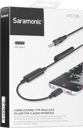 Saramonic UTC-C35 | Locking 3.5mm TRS Male to USB Type-C Output Cable with A/D Converter for iPhone 15, Android Mobile Devices, new iPad, Computers & More in Kuwait
