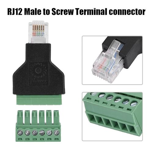 Ethernet RJ12 6P6C Male to Screw Terminal 6 Pin Splitter with Terminal Plug CCTV Adapter Connector in Kuwait