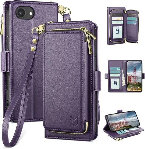 DJBEAR iPhone 17e 6.1"/16e 6.1" Wallet Case Dark Purple in Kuwait