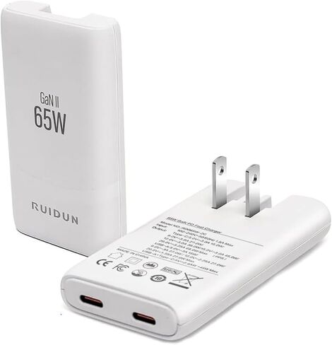 65W Flat GaN USB C Charger, Dual-Port Fast Wall Charger with PD 3.0 & QC 4.0, Foldable Plug Compact Power Adapter for MacBook Pro/Air, iPhone 16, iPad Pro, Samsung Galaxy S24, Steam Deck & More in Kuwait