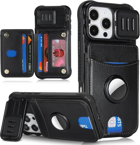 Cavor for iPhone 15 Pro Max Wallet Case with Card Holder, Black in Kuwait