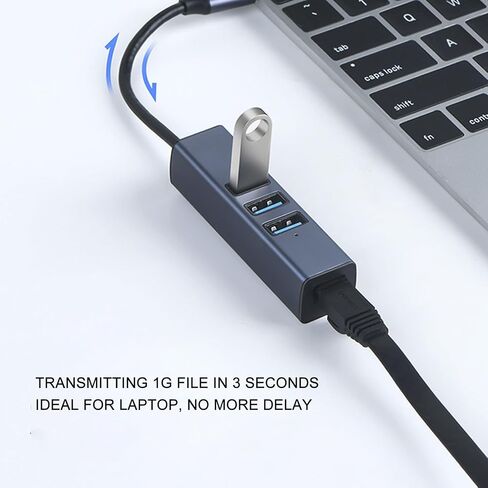 USB to Ethernet Adapter with 100Mbps RJ45 Port and 3 USB Ports, USB 3.0 Hub for Laptop Desktop Tablet, Aluminium Alloy Housing, Plug and Play Network Adapter in Kuwait