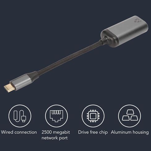 USB C to Ethernet Adapter 2.5 Gigabit High Speed, USB Type C to RJ45 LAN Network Adapter for Laptop, Tablet, Smartphone in Kuwait
