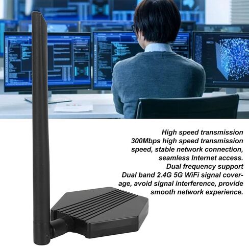 USB External Antenna Wireless USB WiFi Adapter Network Adapter 300Mbps Dual Band 2.4G 5G Plug and Play with External Antenna for Desktop Computers Laptop in Kuwait