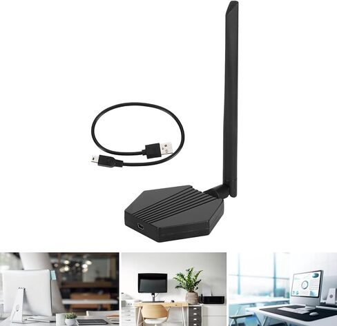 USB External Antenna Wireless USB WiFi Adapter Network Adapter 300Mbps Dual Band 2.4G 5G Plug and Play with External Antenna for Desktop Computers Laptop in Kuwait