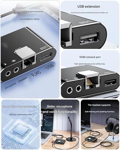 Portable USB Ethernet Adapters 100Mbps Plugs and Play for Travel Business Stable Networking Supports Microphones Connection Stable Fast Speed USB Ethernet Adapters in Kuwait