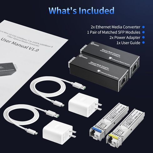 A Pair of 1.25G BiDi Fiber to Ethernet Media Converter, PoE Powerd in Kuwait