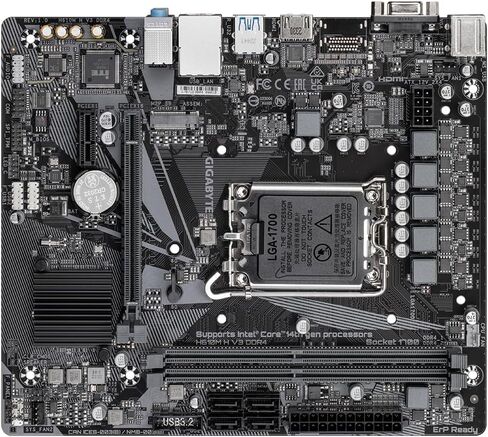 Gigabyte H610M H V3 DDR4 Motherboard - Supports Intel Core 14th CPUs, 4+1+1 Hybrid Phases Digital VRM, up to 3200MHz DDR4, 1xPCIe 3.0 M.2, GbE LAN, USB 3.2 Gen 1 in Kuwait