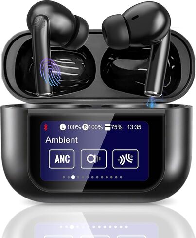 Wireless Bluetooth Earbuds,Touch Screen ANC HiFi Sound Earbuds,Black in Kuwait