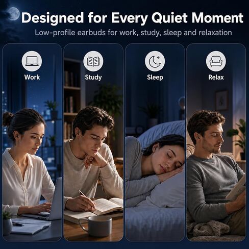 Sleep Earbuds, Mini Invisible Wireless Earbuds for Small Ears, Lightweight Earbuds for Side Sleepers, Ear Buds for Sleeping with LED Display Charging Case, Touch Control, for Office, Travel in Kuwait