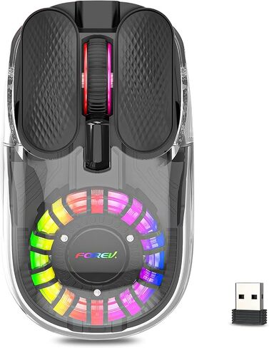 Wireless Bluetooth Mouse, Transparent BT+2.4G Dual-Mode Gaming Mouse with Magnetic Top Cover, Rechargeable RGB Backlit Computer Mouse for Laptop, PC, MacBook, iPad (Black) in Kuwait
