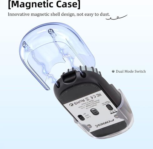 Wireless Bluetooth Mouse, Transparent BT+2.4G Dual-Mode Gaming Mouse with Magnetic Top Cover, Rechargeable RGB Backlit Computer Mouse for Laptop, PC, MacBook, iPad (Black) in Kuwait