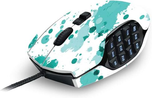 MightySkins Skin Compatible with Logitech G600 MMO Gaming Mouse - Teal Splatter | Protective, Durable, and Unique Vinyl Decal wrap Cover | Easy to Apply, Remove, and Change Styles | Made in The USA in Kuwait
